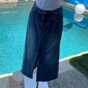 Kut from the Kloth Blue Denim Midi Skirt